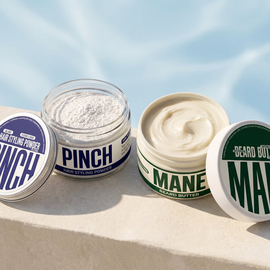 PINCH & MANE DUO || HAIR POWDER & BEARD BUTTER BUNDLE || MATTE VOLUME, FLEXIBLE HOLD, SOFT & CONDITIONED BEARD